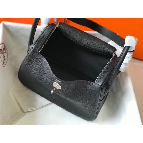 HERM Lindy 26cm Bag In Black Clemence Leather