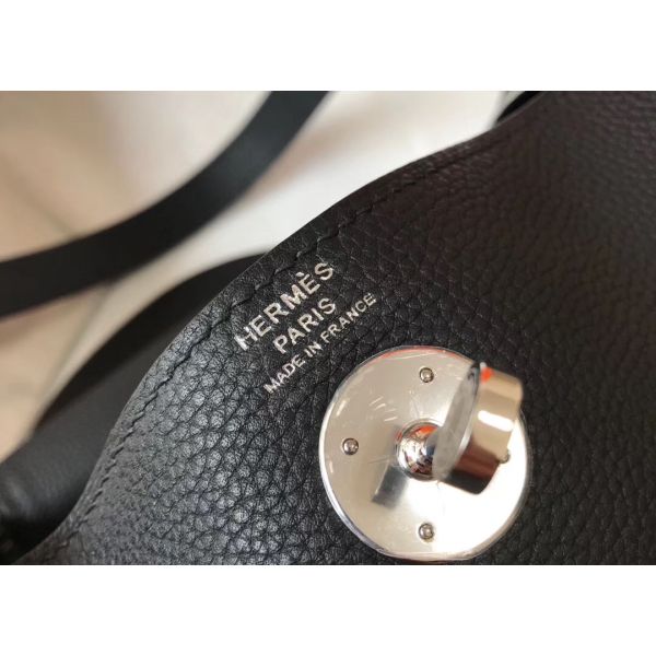 HERM Lindy 26cm Bag In Black Clemence Leather