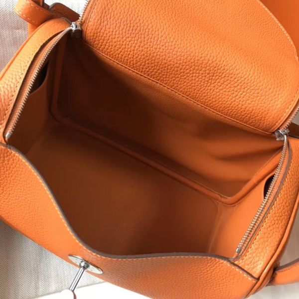 HERM Lindy 26cm Bag In Orange Clemence Leather PHW