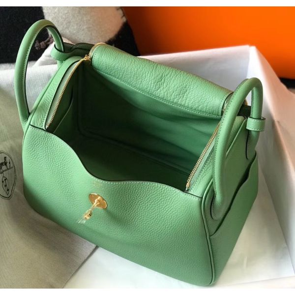 HERM Lindy 30cm Bag In Vert Criquet Clemence Leather GHW