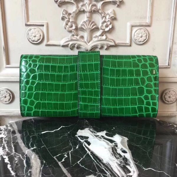 HERM Medor Clutch Bag In Bamboo Crocodile Leather