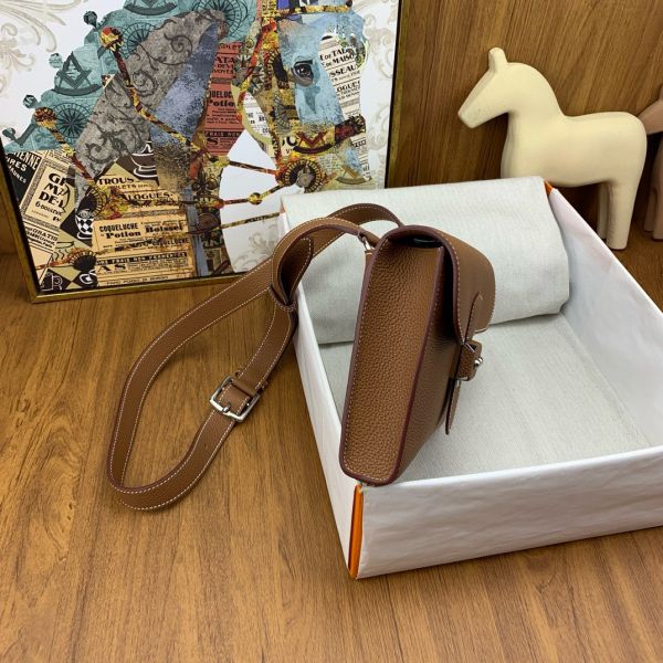 HERM Sac a Depeches 21 Bag in Gold Clemence Leather