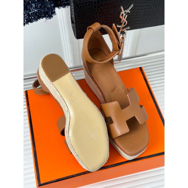 HERM Elda Espadrilles in Brown Leather