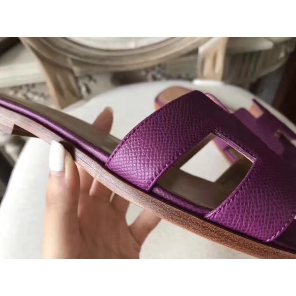 HERM Oran Sandals In Cyclamen Epsom Leather