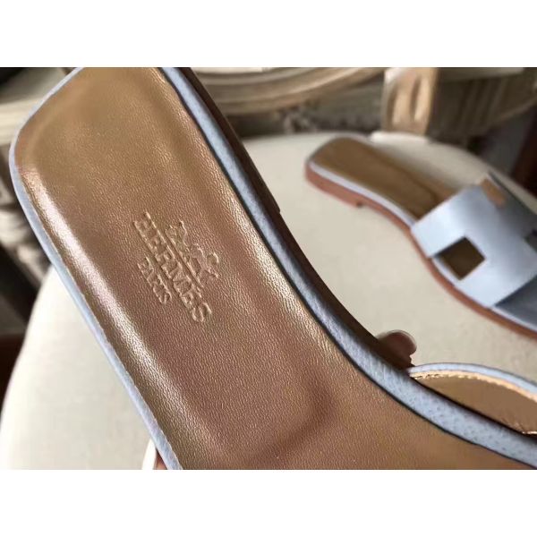 HERM Oran Sandals In Blue Lin Epsom Leather