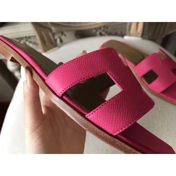 HERM Oran Sandals In Rose Red Epsom Leather