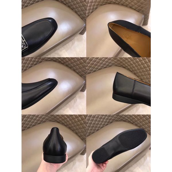 HERM Men's Tenor Loafers In Black Calfskin