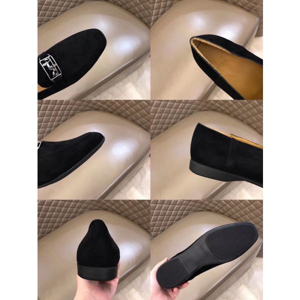 HERM Men's Tenor Loafers In Black Suede Leather