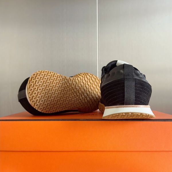 HERM Men's Jet Sneakers in Black Nappa Leather