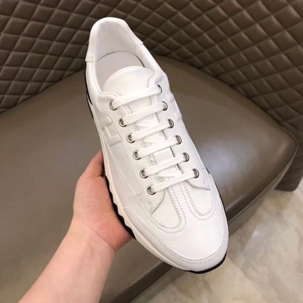 HERM Men's Trail Sneakers In White Calfskin Leather