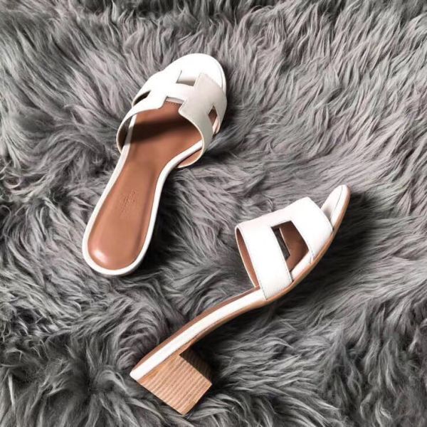 HERM Oasis Sandals In White Epsom Leather