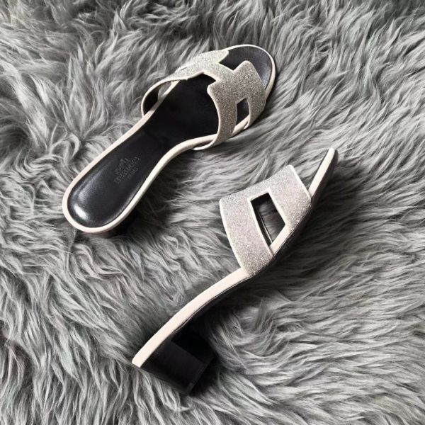 HERM Oasis Sandals In White Suede with Rhinestone