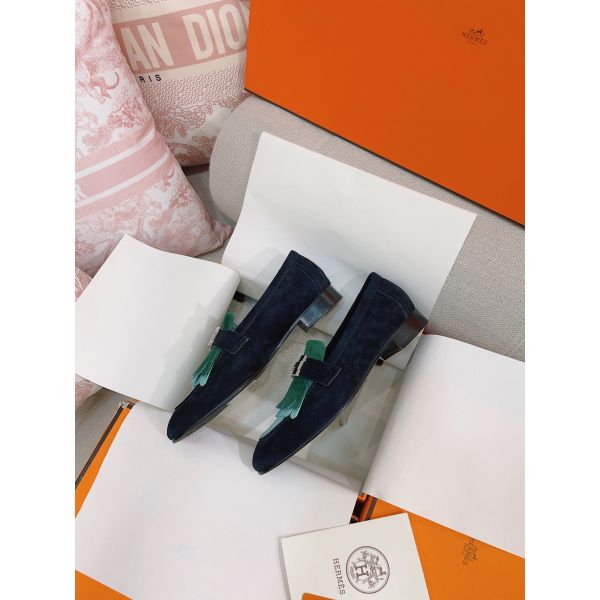 HERM Women's Royal Loafers in Multicolor Suede Leather