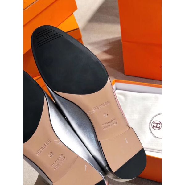 HERM Paris Loafers In Silver Metallic Goatskin