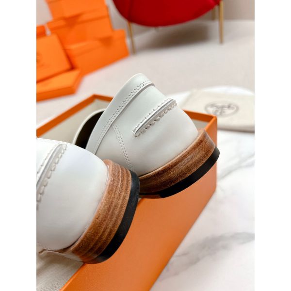 HERM Women's Destin Loafers in White Leather