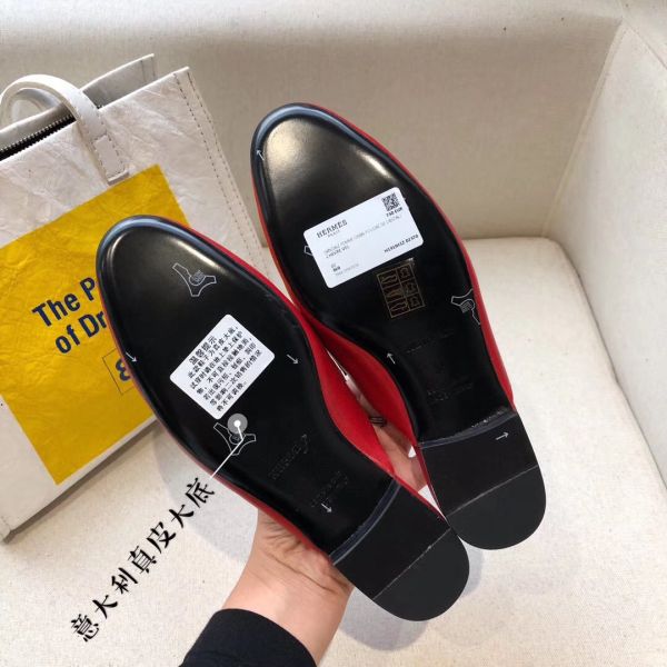 HERM Trocadero Mules In Red Goatskin