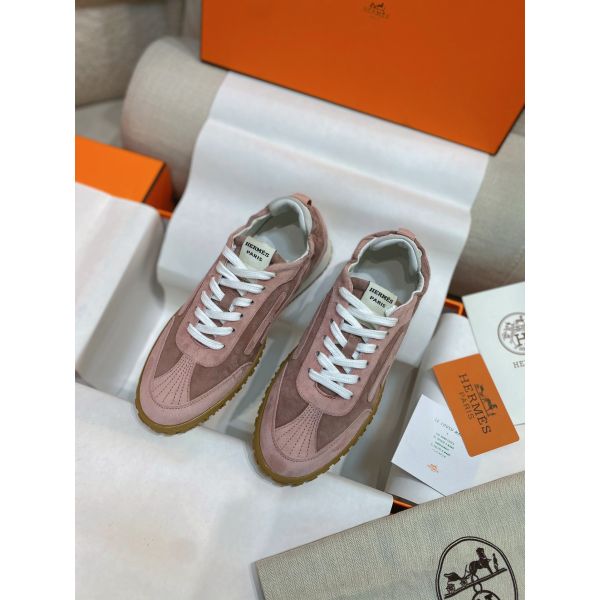 HERM Women's Jet Sneakers in Cancan/Aquarelle Suede Leather