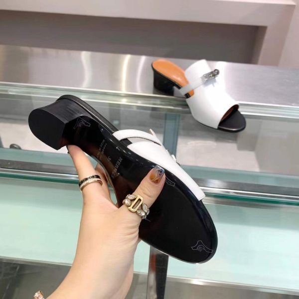 HERM Candy 40mm Sandals In White Calfskin