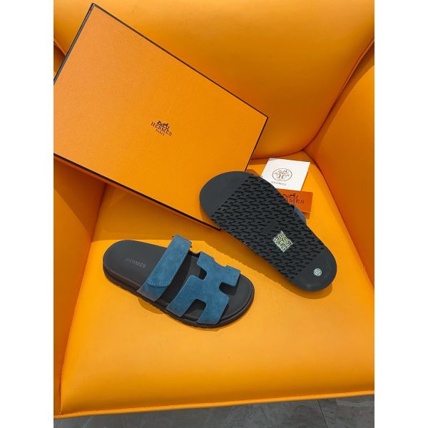 HERM Women's Chypre Sandals In Blue Suede Calfskin