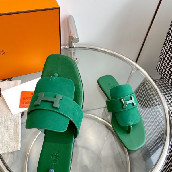 HERM Galerie Sandals In Green Suede Leather
