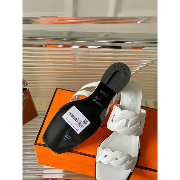 HERM Gaby Sandals 60mm in White Nappa Leather