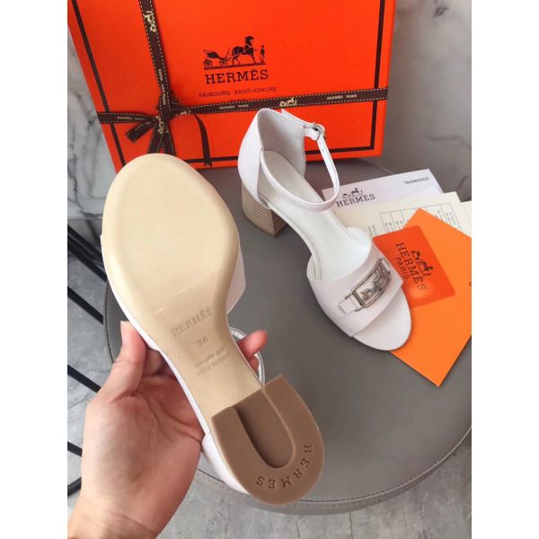 HERM Viaggio 60MM Sandals In White Leather