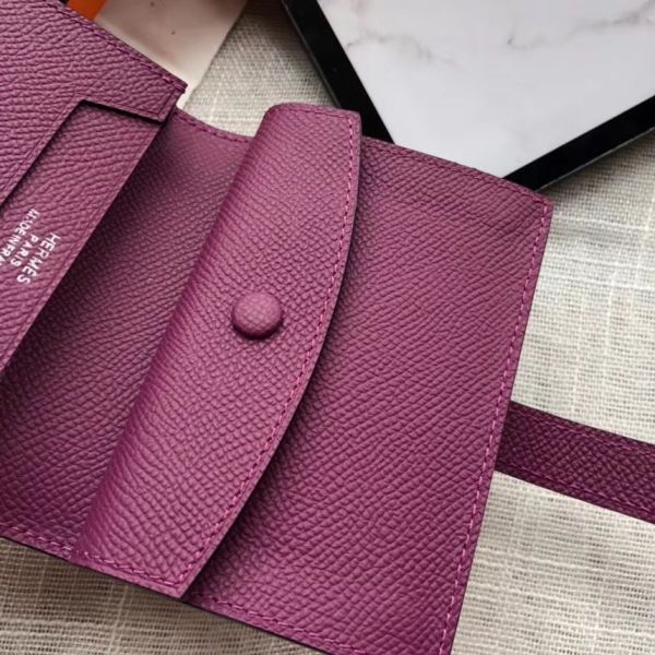 HERM Bearn Mini Wallet In Purple Epsom Leather