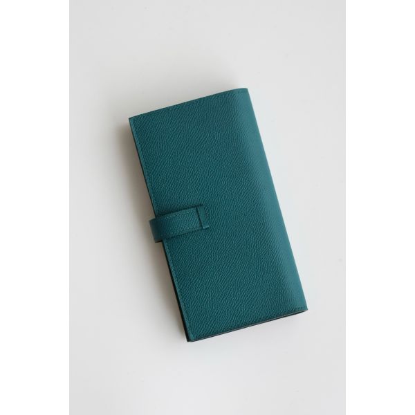 HERM Bearn Verso Long Wallet in Vert Bosphore Epsom Calfskin