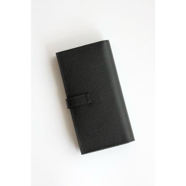 HERM Bearn Long Handmade Wallet in Black Epsom Calfskin