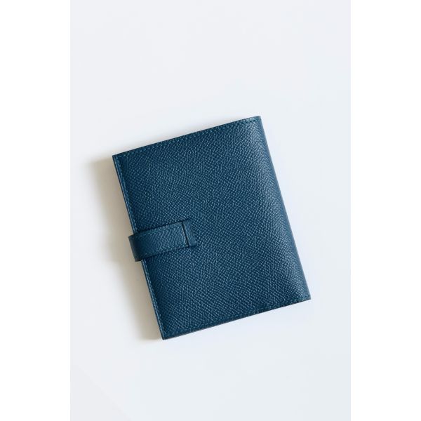HERM Bearn Compact Handmade Wallet in Deep Blue Epsom Calfskin