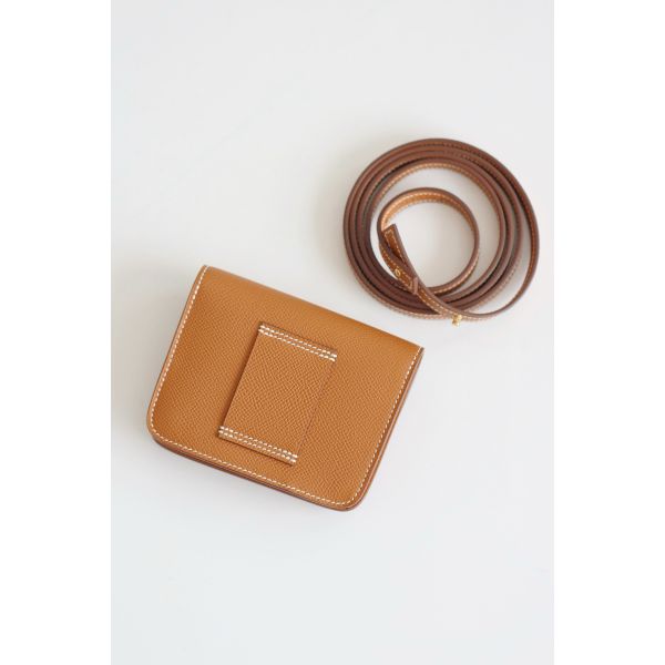 HERM Constance Slim Wallet in Gold Epsom Calfskin