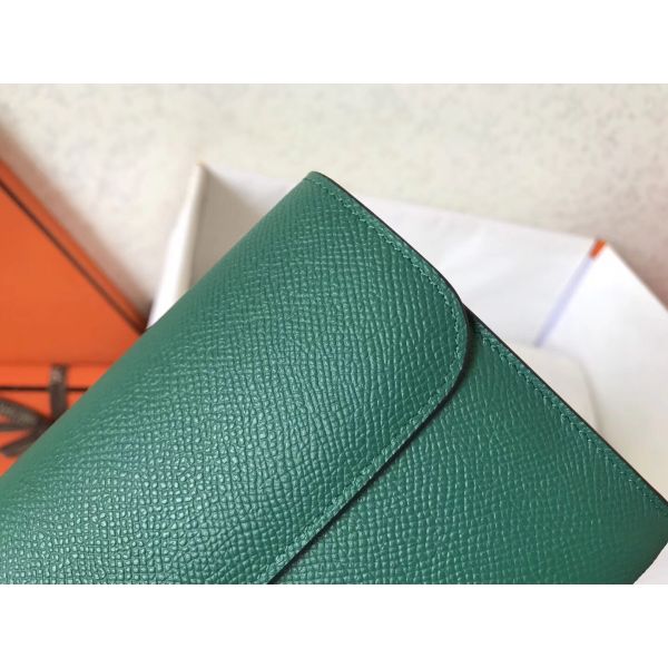 HERM Constance Long Wallet In Malachite Epsom Leather
