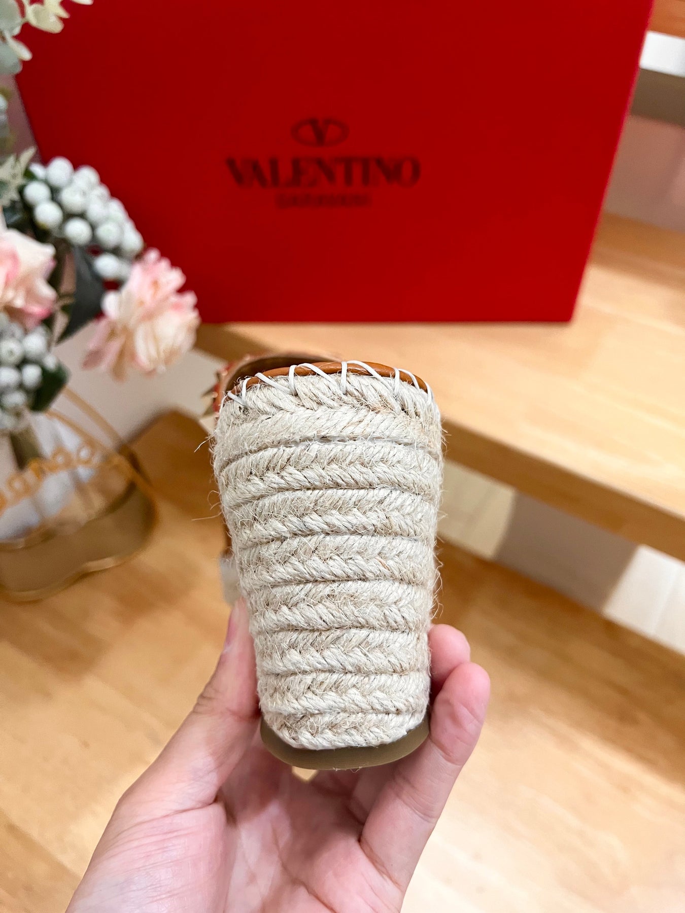 LACE-UP WEDGE SANDALS IN BRONZE BROWN CALFSKIN WITH STUDS