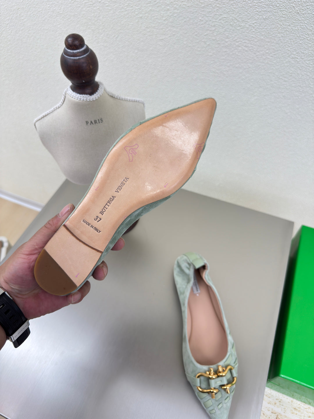 BALLET FLAT IN LIGHT BLUE SUEDE