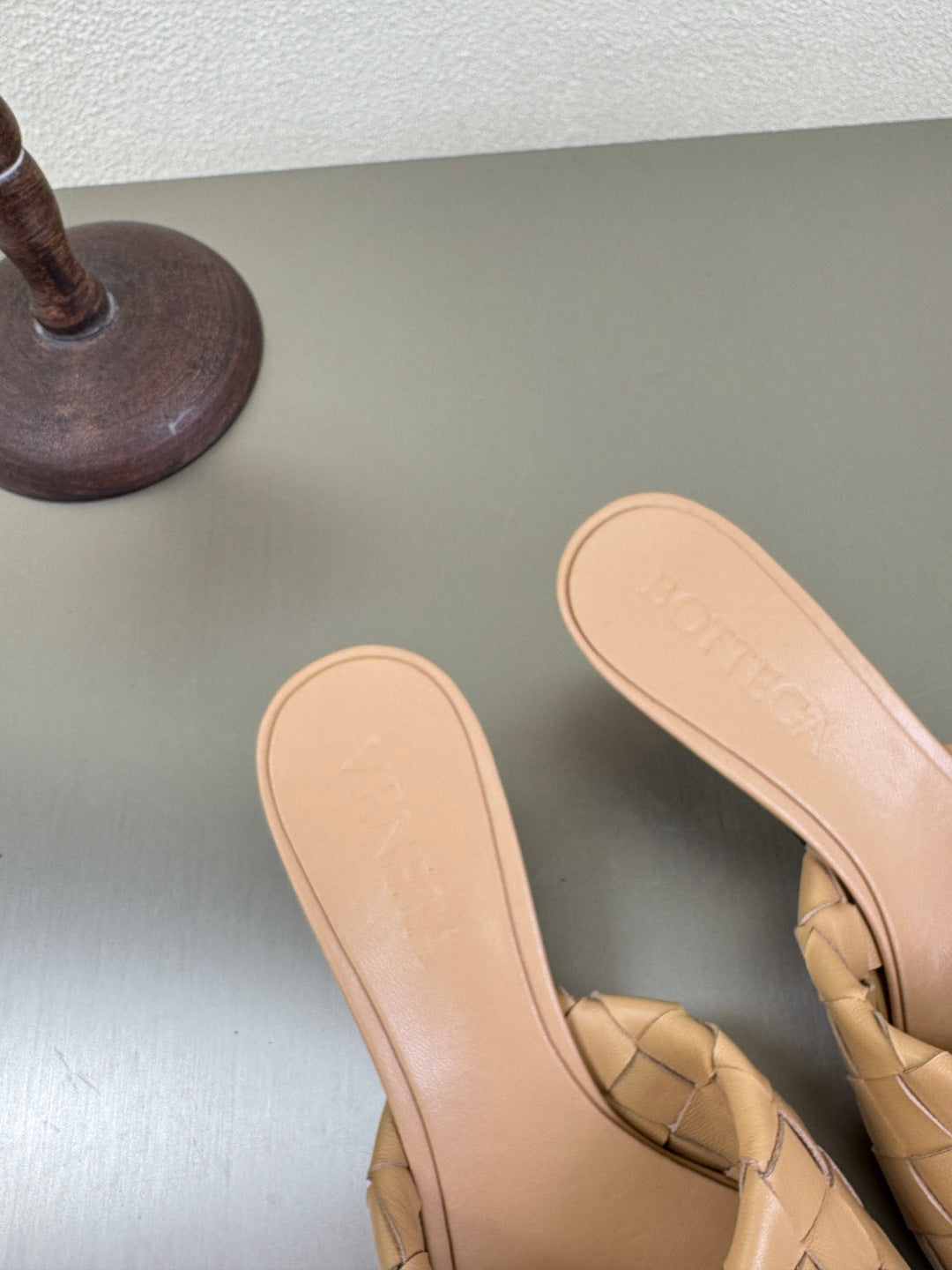 BLINK HIGH 5 CM MULE IN BUFF BEIGE INTRECCIATO LEATHER