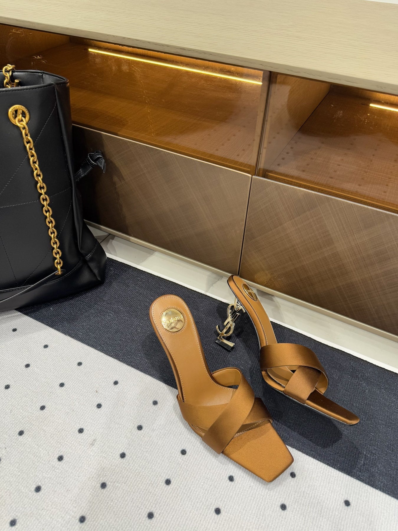 OPYUM HIGH MULES IN BROWNIE SILK