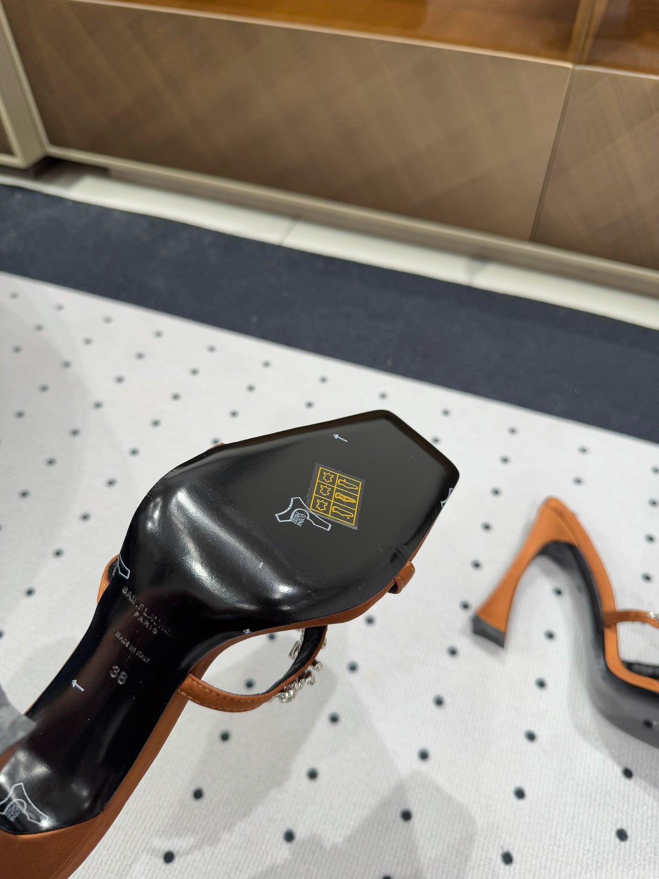 HIGH RHINESTONE CROSS STRAP MULES IN BRONZE BROWN SILK