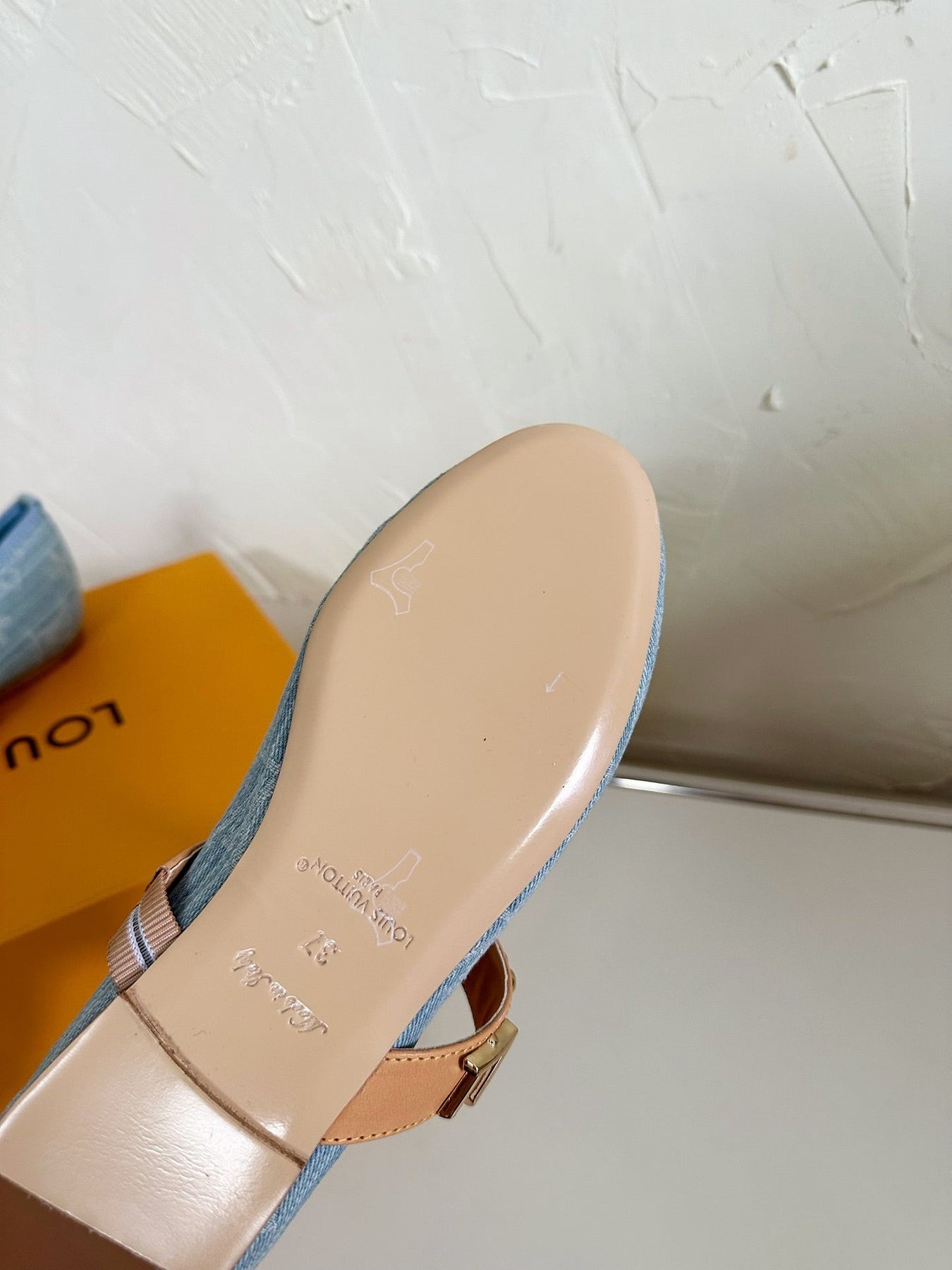 ROMY FLAT BALLERINA IN LIGHT BLUE MONOGRAM DENIM