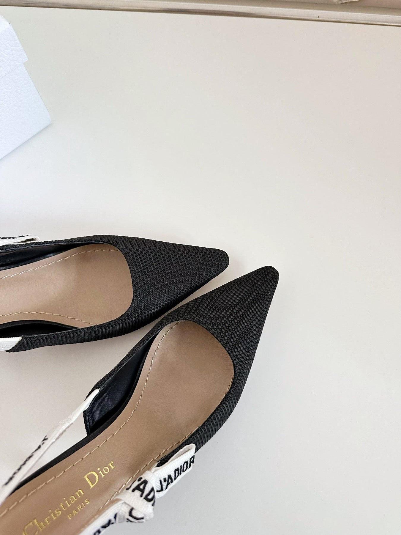 J'ADIOR SLINGBACK PUMP BLACK TECHNICAL FABRIC 65 MM