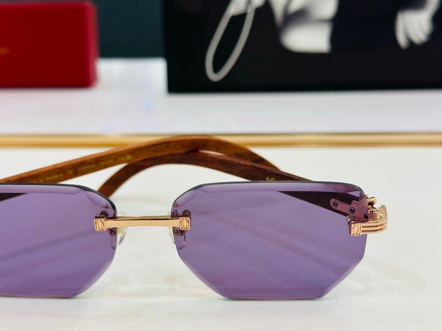 PREMIÈRE RECTANGULAR FRAME SUNGLASSES CT0620S IN METAL AND WOODEN