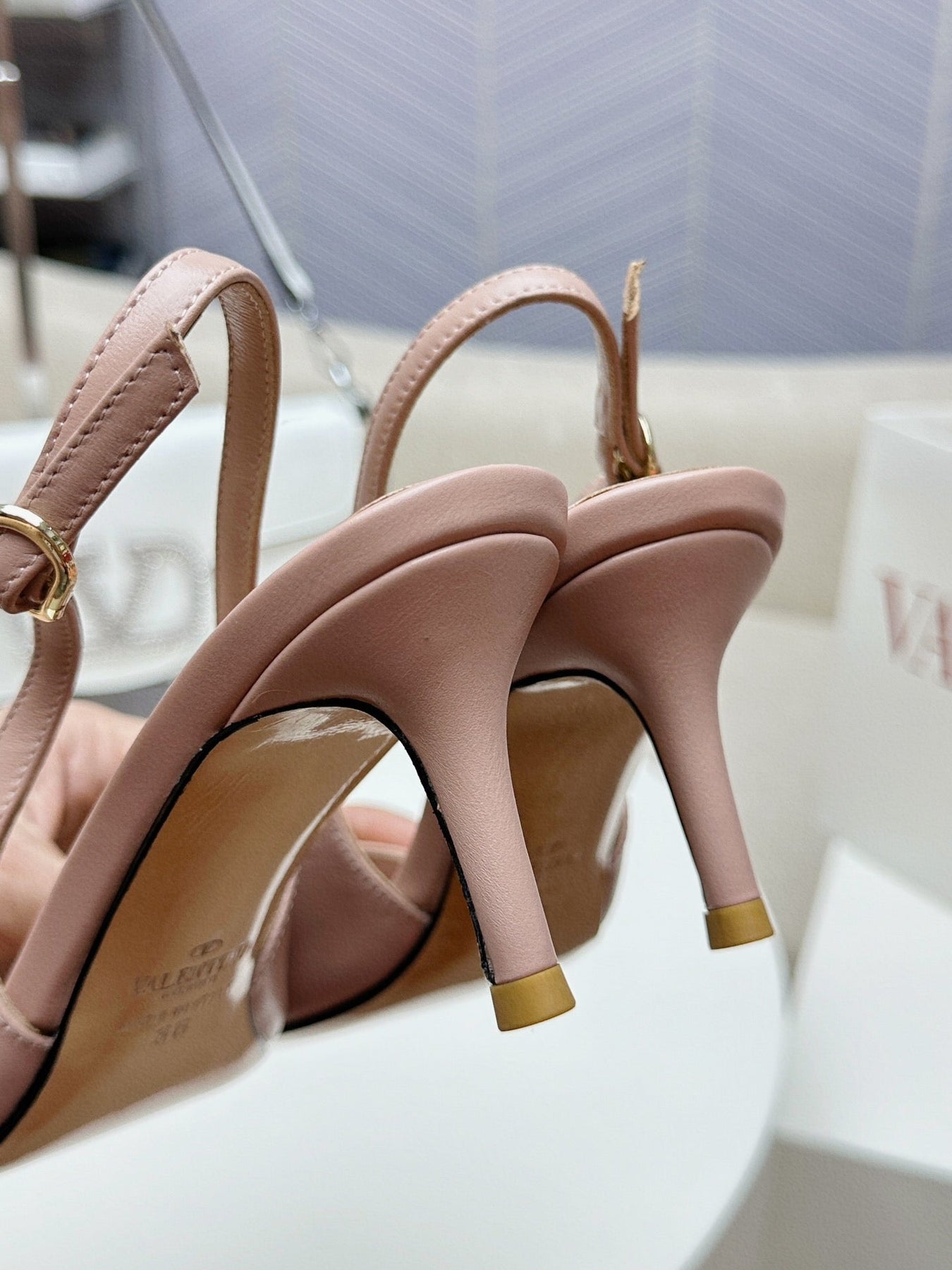 HIGH SLINGBACK 60MM IN BLUSH PINK CALFSKIN