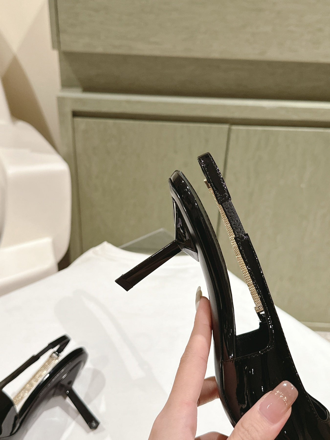 BLAKE SLINGBACK PUMPS 80 IN BLACK PATENT LEATHER