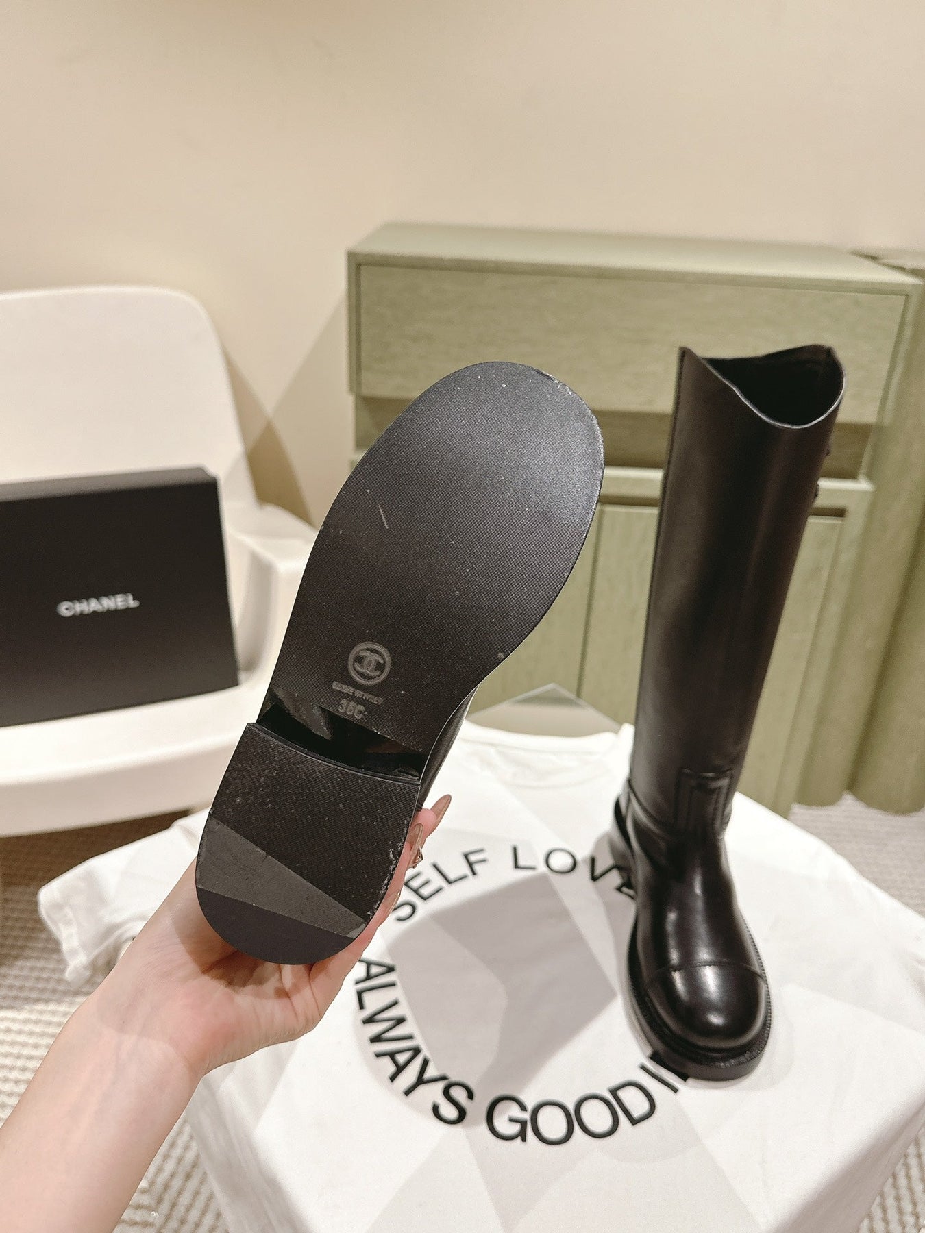 CC HIGH BOOTS BROWN CALFSKIN