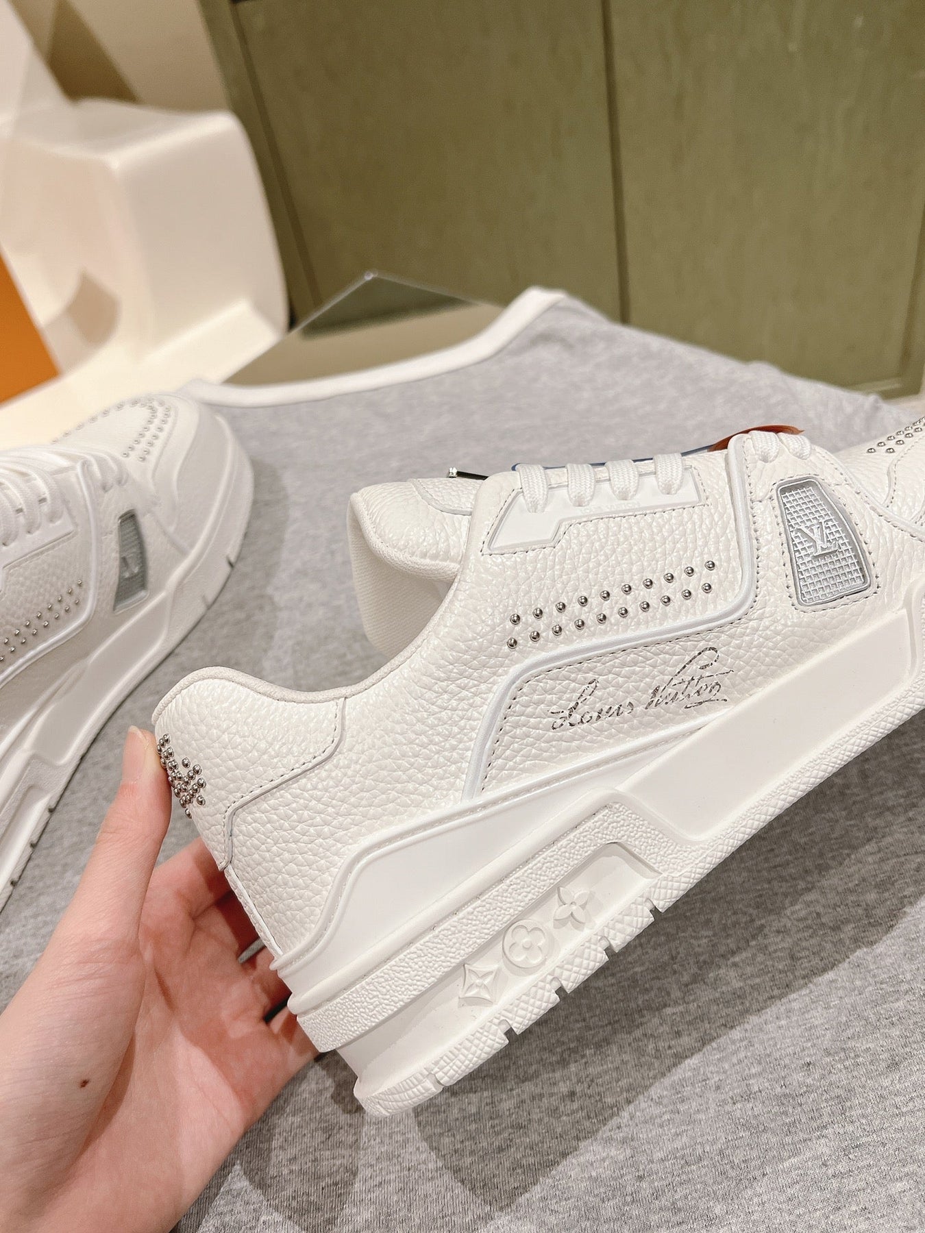 LV TRAINER SNEAKER IN WHITE CALFSKIN