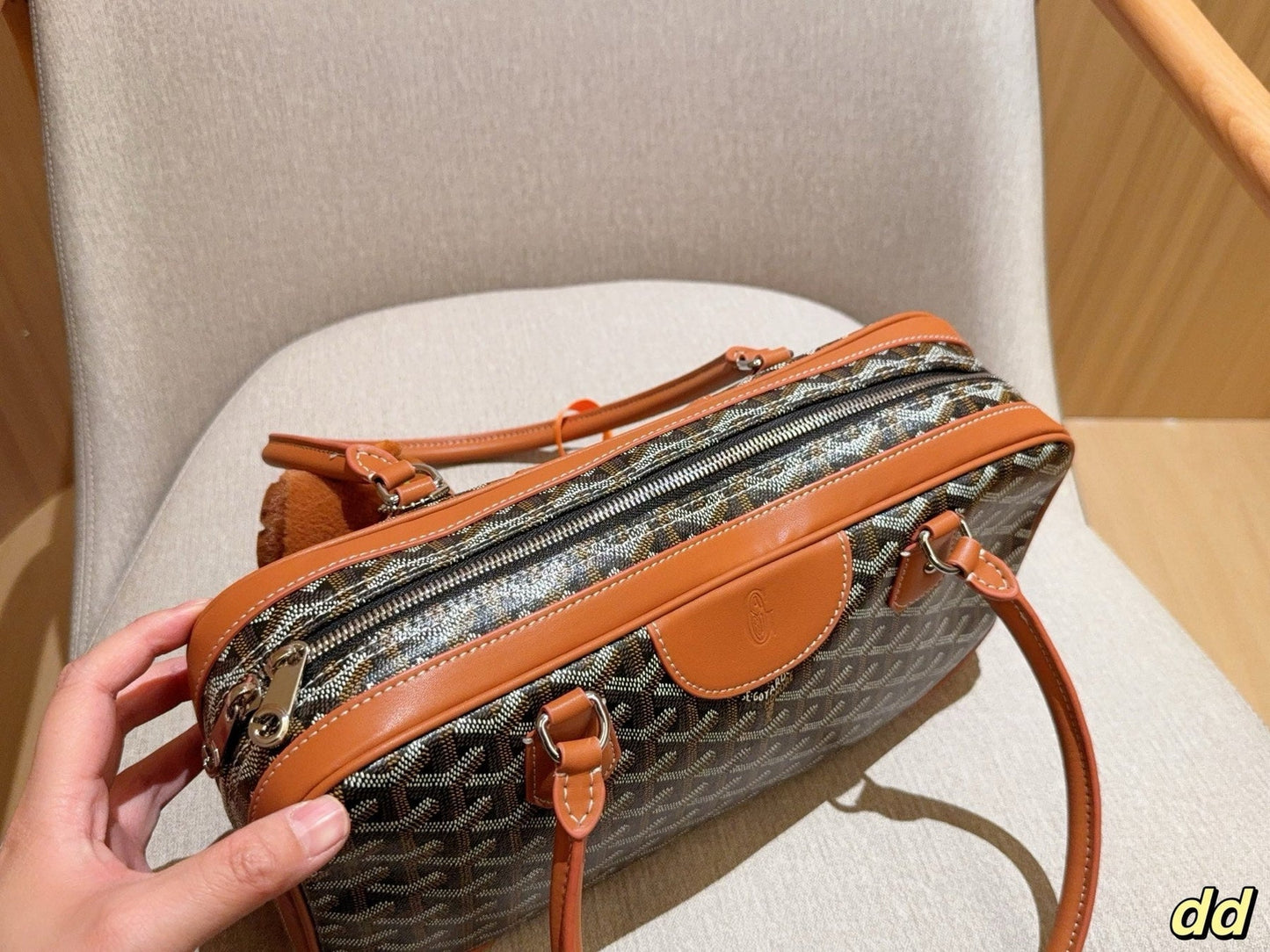 SAINT MARTIN BAG 35 IN BROWN GOYARDINE CANVAS AND CALFSKIN