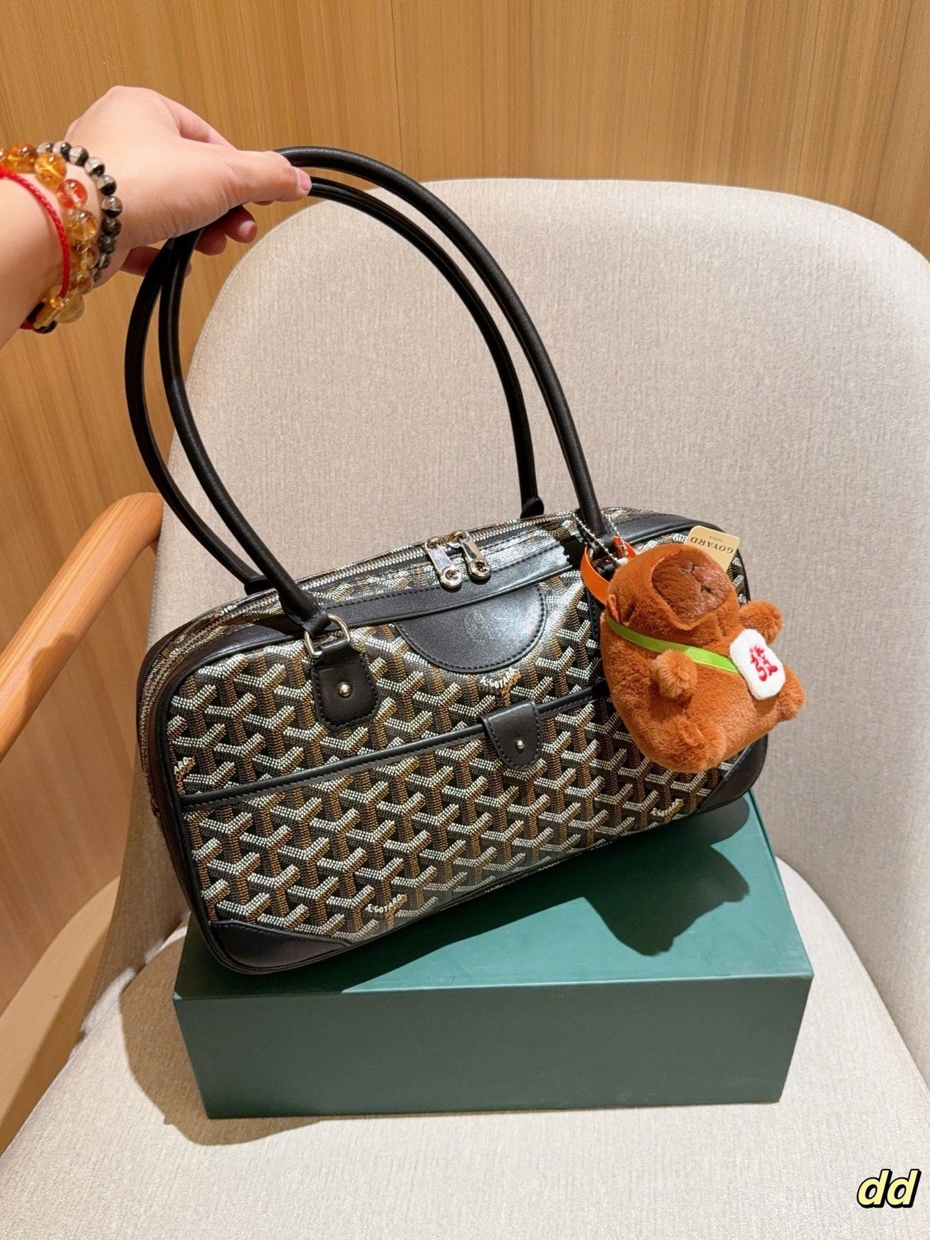 SAINT MARTIN BAG 34 IN BLACK GOYARDINE CANVAS AND CALFSKIN