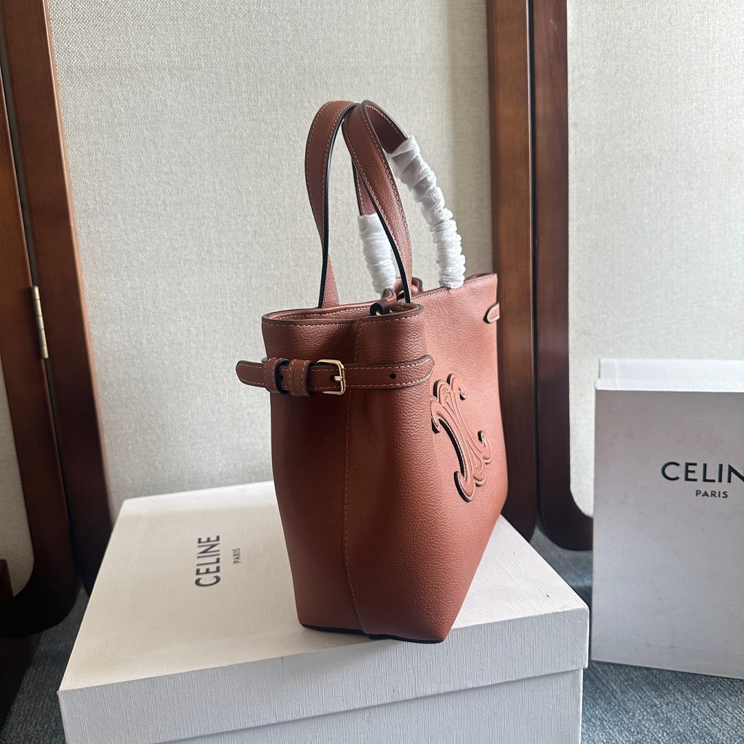 MINI CABAS ANAÏS CUIR TRIOMPHE 20 IN BRONZE ORANGE GRAINED CALFSKIN