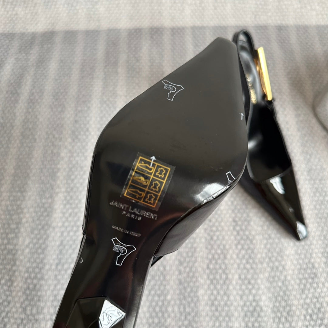 LEE SLINGBACK PUMPS 105 IN BLACK PATENT LEATHER