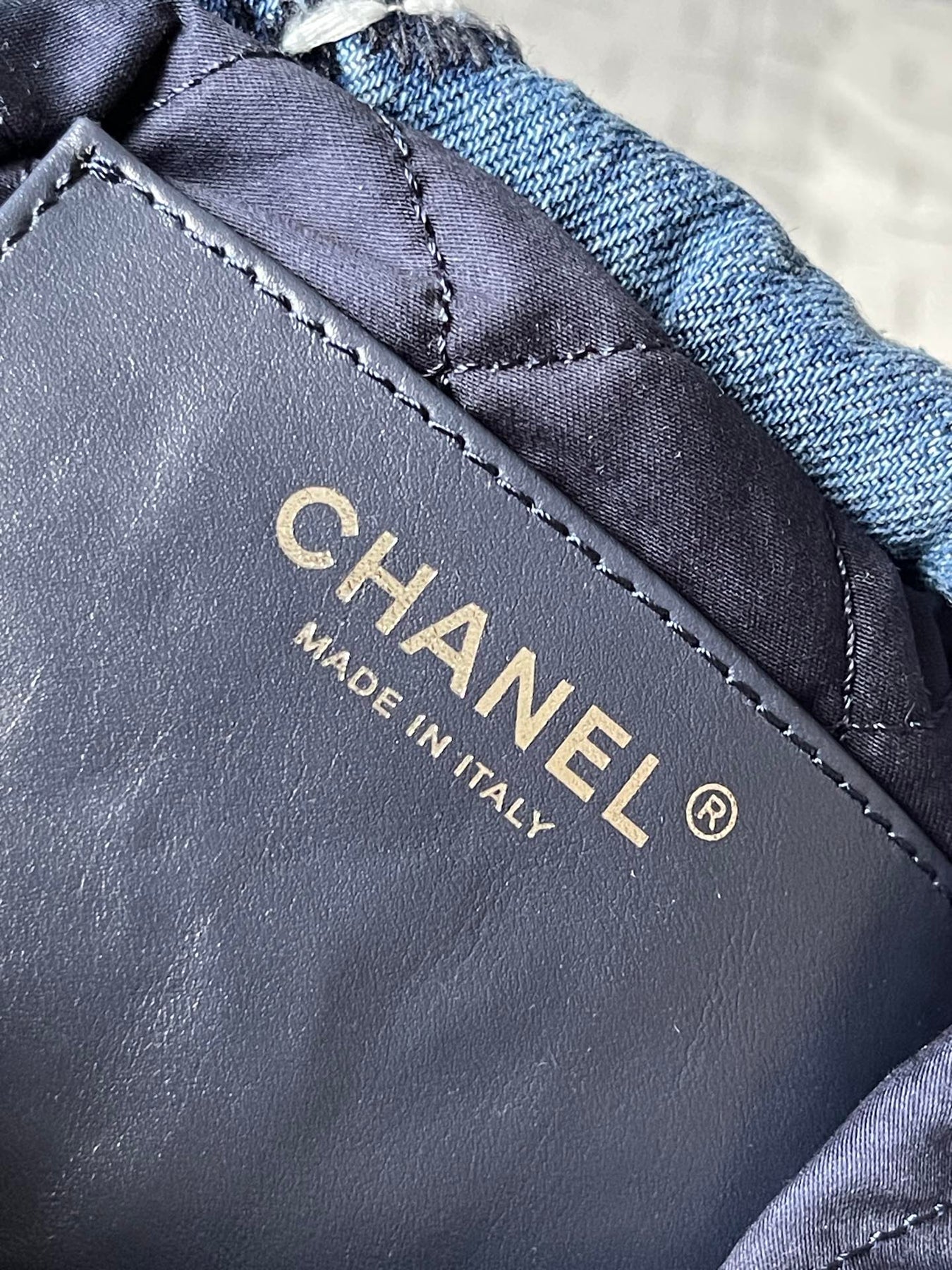 CC MINI 20 CROSSBODY BAG IN BLUE DENIM WITH CHAIN