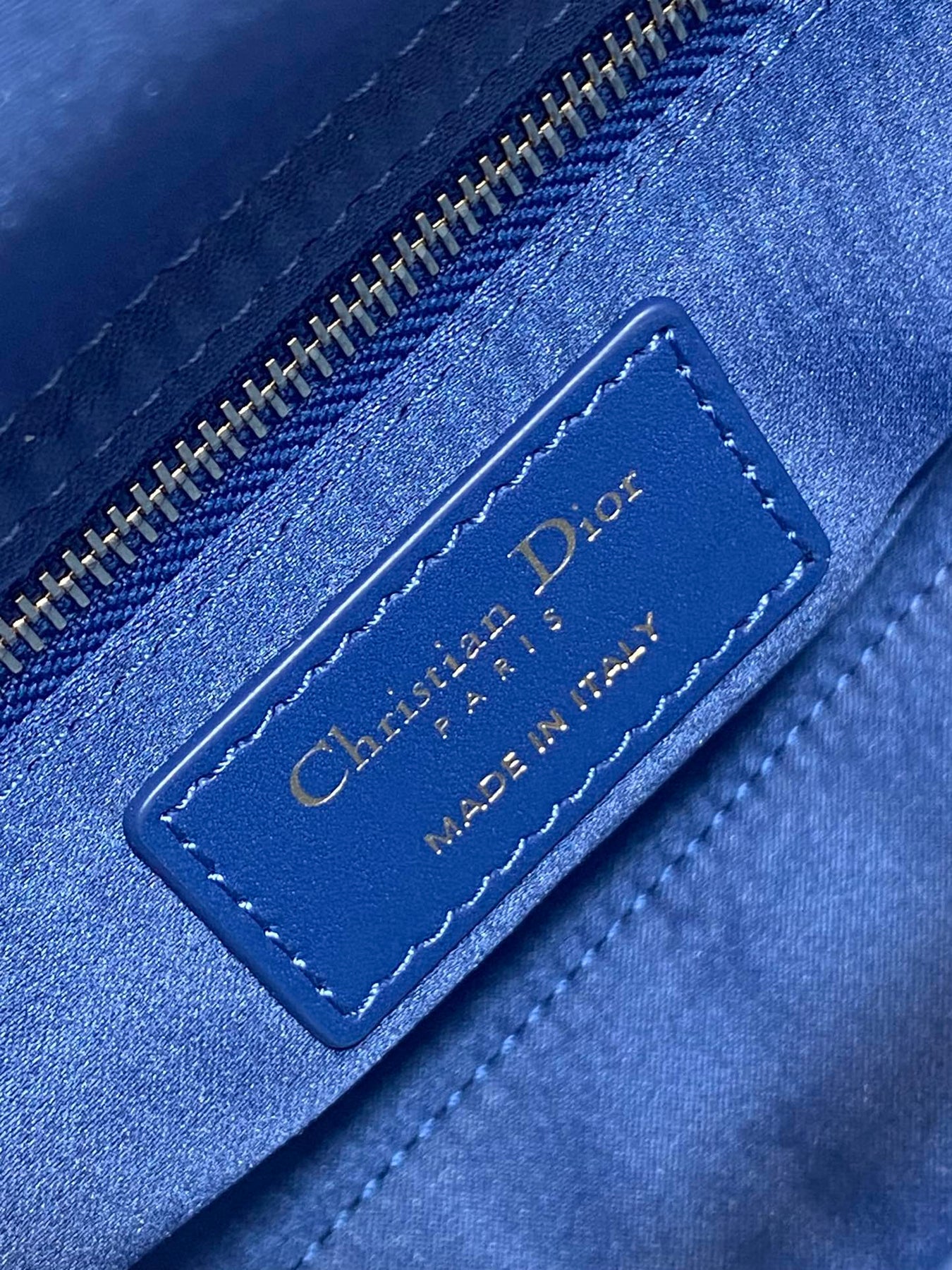 MINI 20 LADY BAG IN COBALT BLUE SATIN WITH COLORFUL EMBROIDERED BEADWORK